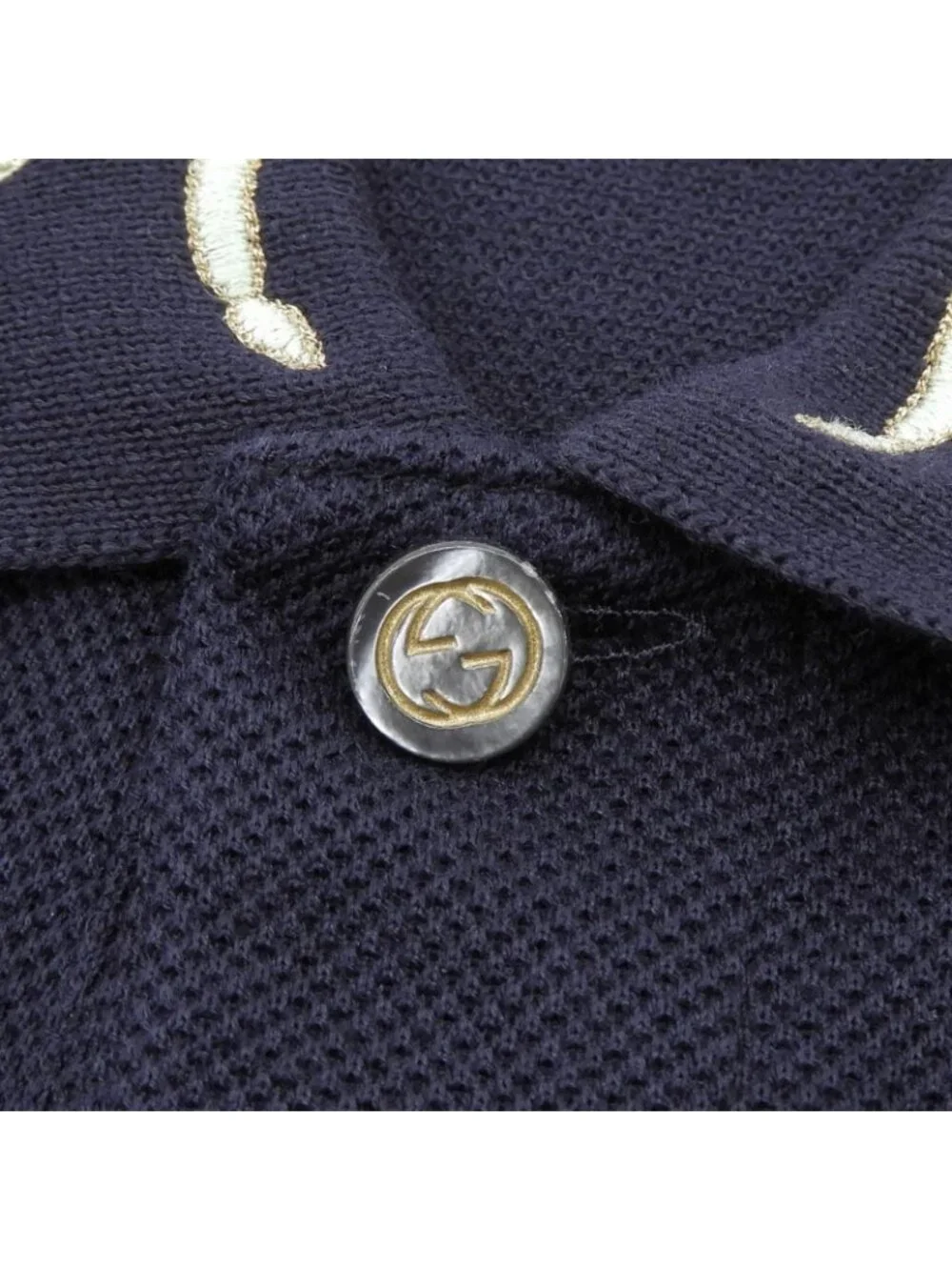 Gucci Cotton Interlocking Buttoned Dragon Embroidery Short Sleeve Polo Shirt